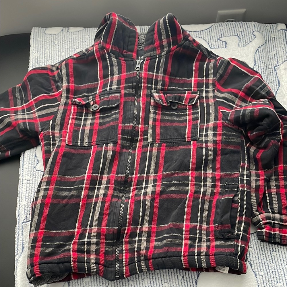 Faded Glory Black and Red Plaid Jacket